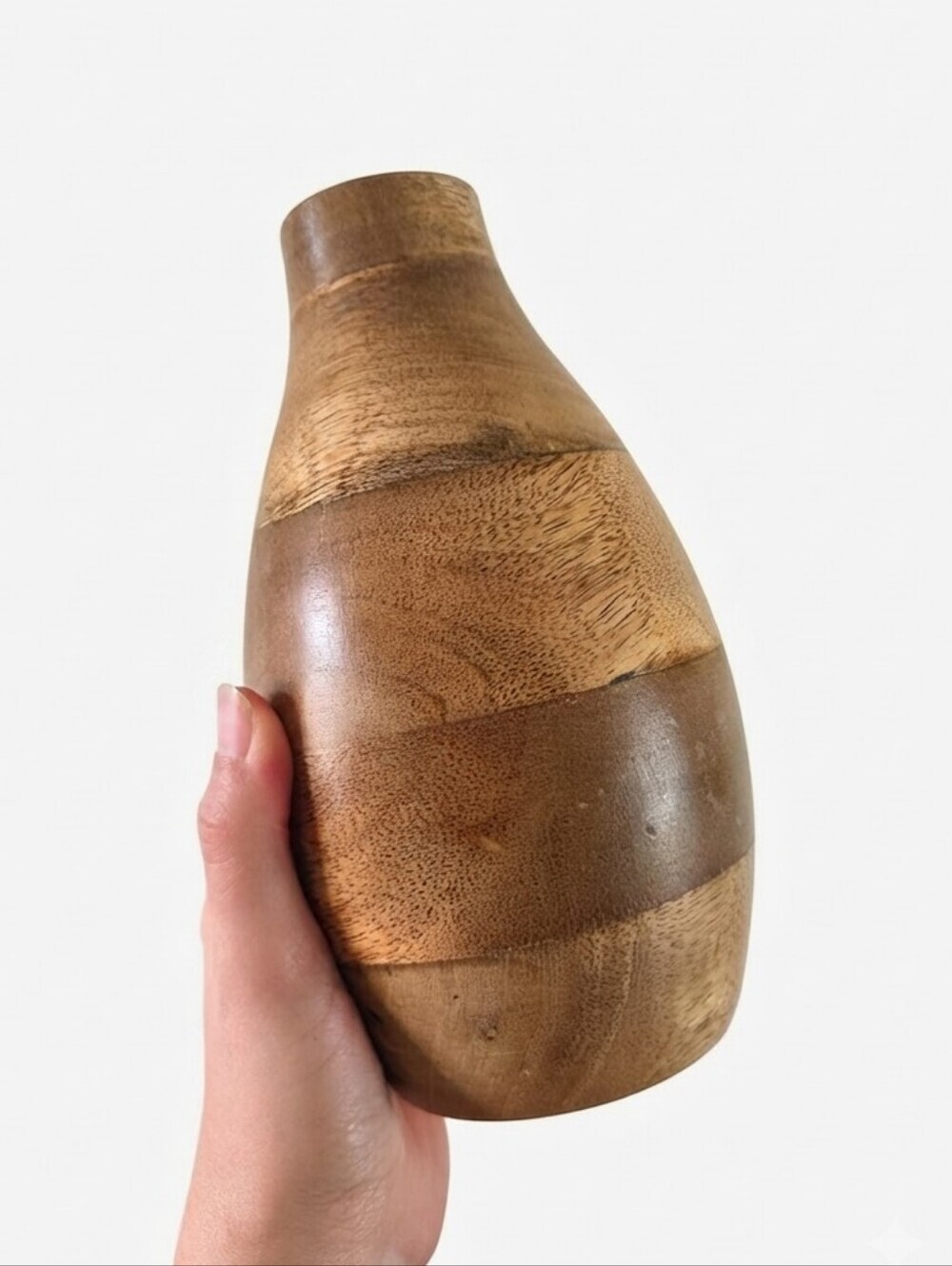 Handmade Segmented Wooden Bud Vase – 8" Turned Wood Decorative Vessel
